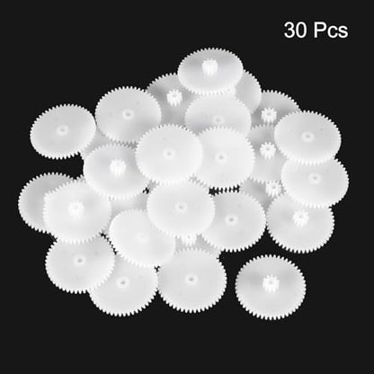 MECCANIXITY 30 Pcs Plastic Gears 50 Teeth Plastic Motor Gear Model 50102A Reduction Gear for RC Car Model DIY Robot (White, Module 0.5) - style: 50 Teeth