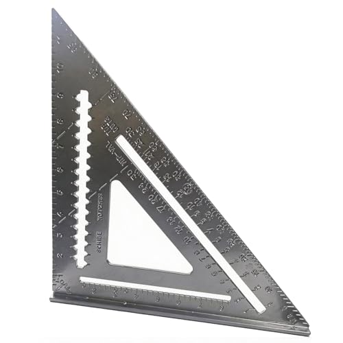 12 Inch Aluminum Rafter Square - Double-Sided Engraved Scales, Precision Carpentry Tool for Woodworking, Roof Pitch & Angle Marking - style: 12 Inch