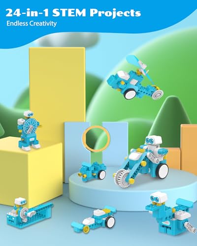 WhalesBot B3 Pro 24-in-1 Coding Robot Kit, Educational STEM Toy, Advanced Smart Programming for Educators, Robot Building Set with Controller&Motor&Sensors for Kids 4-6, 5-7 - style: WhalesBot B3 Pro Coding Robot