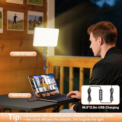 2-Pack LED Video Lighting Kit, Anautin 15W/1700Lux Photography Lighting with Tripod Stand, 2500-8500K Dimmable Streaming Light for Video Recording, Gaming, Podcast, Barber, Salon, TikTok, YouTube - size: 2-Pack, style: 15W Studio Light