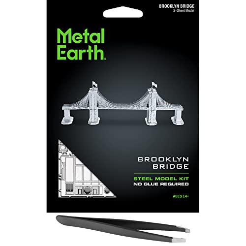 Metal Earth Fascinations Brooklyn Bridge 3D Metal Model Kit Bundle with Tweezers