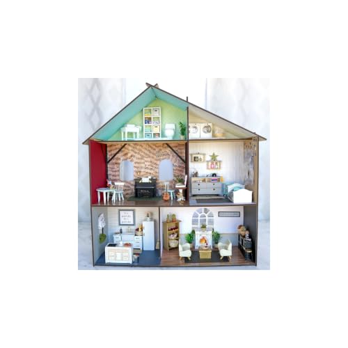 Make Market Dollhouse Kit, Unfinished Wooden Bungalow Display, Natural, 24" x 23.3" x 8.5", 1-Pack