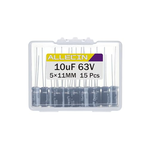 10uF 63V 5x11mm Electrolytic Capacitor 10 UF MFD 63 Volt 0.2x0.43in Aluminum Capacitors (Pack of 15) - style: 10uF 63V 5x11MM