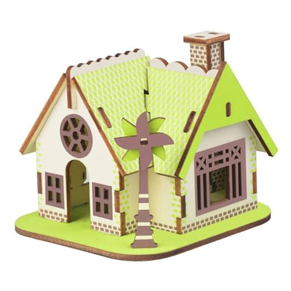 Log Cabin Mini House 3D Wooden Puzzle Model (Green Little House) - color: Green Little House