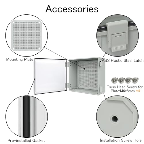 Junction Box IP65 Waterproof ABS Plastic Enclosure Hinged PC Clear Cover Electrical Project Box with Mounting Plate, Wall Brackets, Cable Glands 11.8" x 11.8" x 7.1" - color: Clear Cover, size: 11.8" x 11.8" x 7.1"