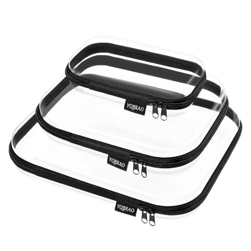 YQBRAO 3-Piece Clear Hard Shell Zipper Case Set, 1L 1M 1S, Black - color: Black, size: LMS
