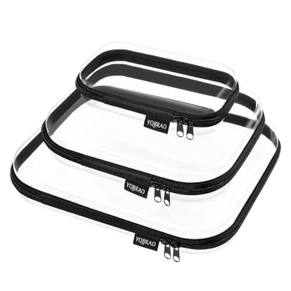 YQBRAO 3-Piece Clear Hard Shell Zipper Case Set, 1L 1M 1S, Black - color: Black, size: LMS