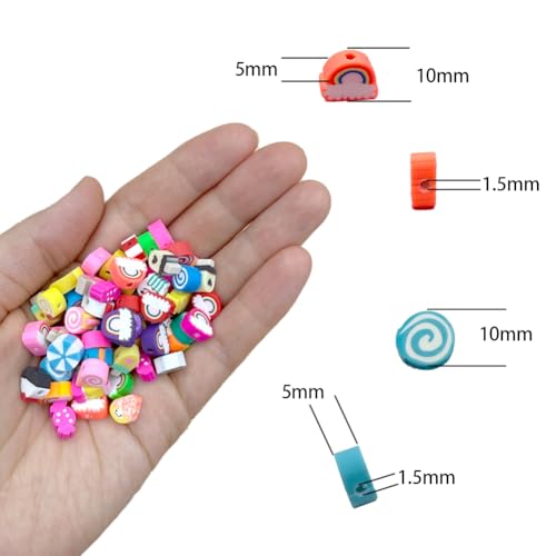 200pcs Candy Polymer Clay Beads, Mixed Rainbow Charm Spacer Beads for Bracelet Necklace DIY Jewelry Making (Candy Rainbow) - color: Candy Rainbow