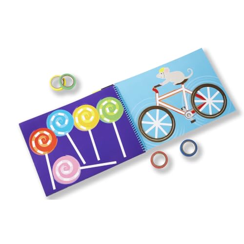 Melissa & Doug Tape Activity Book for Kids with 4 Easy-Tear Tape Rolls (Blue, Green, Red, Yellow) & 20 Reusable Scenes on Spiral-Bound Sheets, Road Trip Activities & Travel Toys for Kids Ages 4+ - size: 0.45 inch