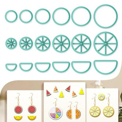 18Pcs Wheel Polymer Clay Cutters Fruit Clay Earrings Cutters Polymer Round Jewelry Cutter for Earrings Making Birthday Party DIY Supplies - color: Circular