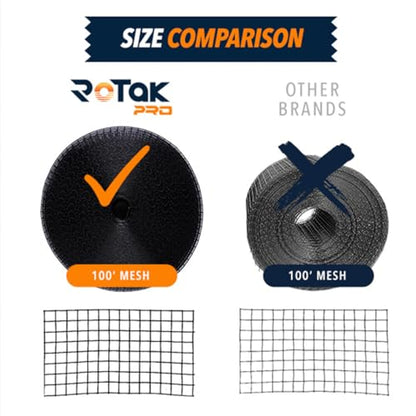 ROTAK Critter Guard PRO - 6in x 100ft Solar Panel Bird Prevention Roll Kit with 100 Fastener Clips - Heavy Duty Galvanized Black PVC Coated ½ inch Wire Roll Mesh (6" PRO + 100 Clips) - size: 6" x 100' with 100 Fastener Clips