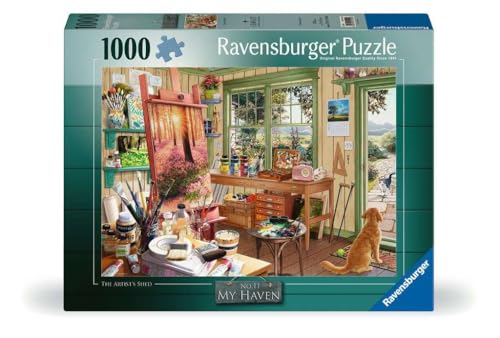 Ravensburger My Haven Artist's Shed 1000 Piece Jigsaw Puzzle | Relaxing Puzzle Imagery | Every Piece Unique with Softclick Technology | Durable Blueboard Made from Eco-Friendly Materials - style: Artist's Shed