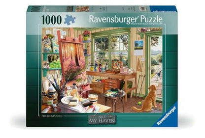 Ravensburger My Haven Artist's Shed 1000 Piece Jigsaw Puzzle | Relaxing Puzzle Imagery | Every Piece Unique with Softclick Technology | Durable Blueboard Made from Eco-Friendly Materials - style: Artist's Shed
