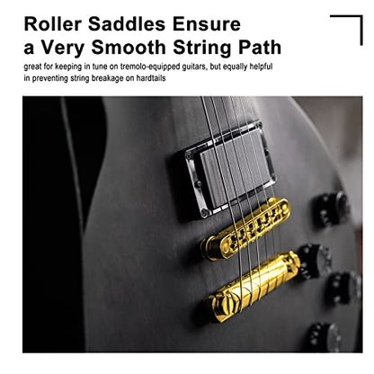MAXCHEER A Set of String Saddle Tune-O-Matic Bridge & Tailpiece For GB LP Style Electric Guitar (Gold) - color: Gold
