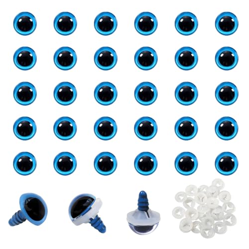 TOAOB 60pcs 12mm Blue Safety Eyes for Crocheting Craft Stuffed Animals Eyes - color: Blue