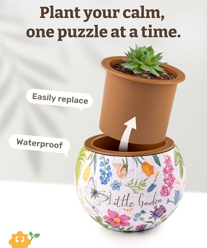 PieceRelax Unique 3D Puzzle Planter - 80 Plastic Pieces [K1116] - color: Little Garden