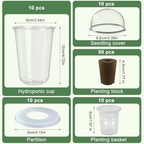 10 Set Seed Starter Cup Kit with Dome,Self Watering Propagation Cups