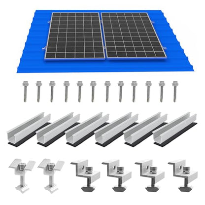 Solar Panel Mounting Brackets, Roof Mount Kit, 2pcs in A Row Assembly - size: 2pc-panel