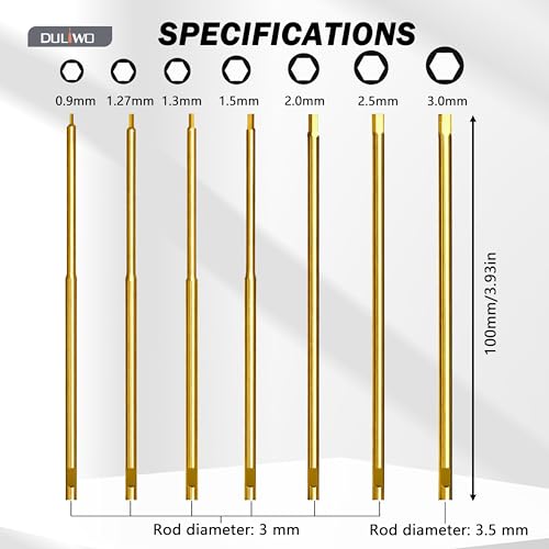 RC Hex Driver Screwdriver Bits 0.9–3.0mm Replacement 7PCS - color: 7-pcs Ti-coated Bits