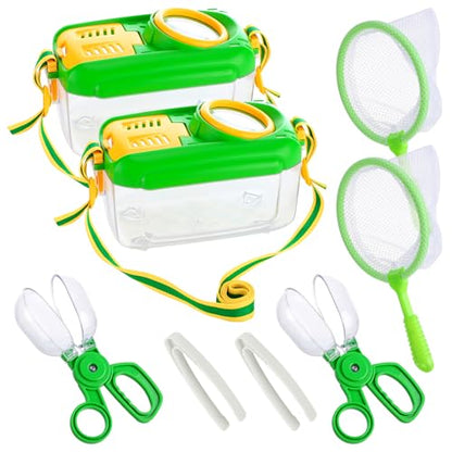2 Sets Bug Catcher for Kids, Bug Catching Kit Gifts with Butterfly Net Toys - color: Green