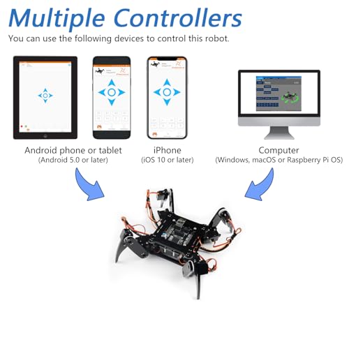 FREENOVE Quadruped Robot Kit (Compatible with Arduino IDE), Walking Crawling Twisting, App Remote Control, Servo STEM Project - color: Without Remote