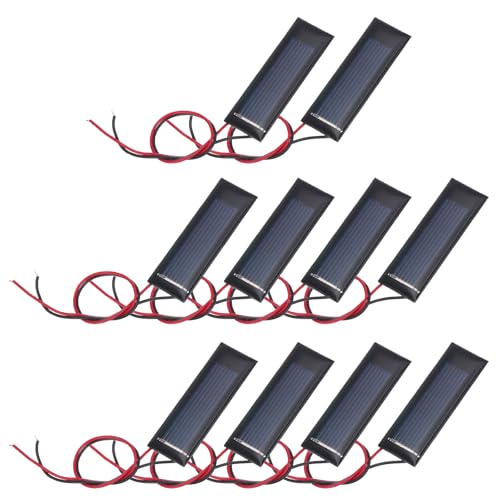 MECCANIXITY 10 Pcs 0.5V 0.08W 160mA Mini Solar Panels with 2 Cable | Small Polycrystalline Solar Cell Panel for DIY Electric Toy Materials Kits Charger, 53mm x 18mm - style: 0.5V 0.08W 160mA
