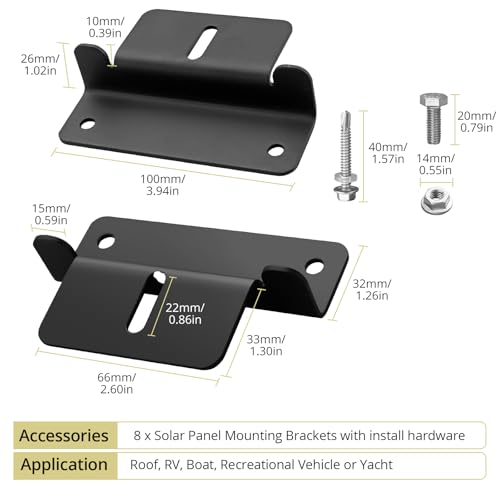 Anbte 8PCS Solar Panel Mounting Z Brackets, Aluminum Solar Panel Mounting Bracket 304 Stainless Steel Screws, Stable, Rust - Resistant, Easy Install for Roof, RV, Boat, Yacht, Black - color: black（8PCS）