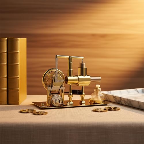 MagicTech Hot Air Stirling Engine Motor Electricity Power USB Cylinder Metal Physics Education Model JY27 - size: 6.4 x 3.7 x 5.1 Inch