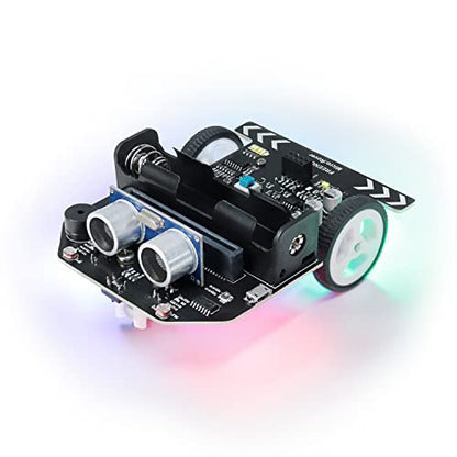 Freenove Micro:Rover Kit for BBC micro:bit (Not Included, Works with V1 & V2), Obstacle Avoidance, Light-tracing, Line-tracking, Remote Control, Playing Melody, Colorful lights, Blocks and Python Code - color: Without Micro:bit