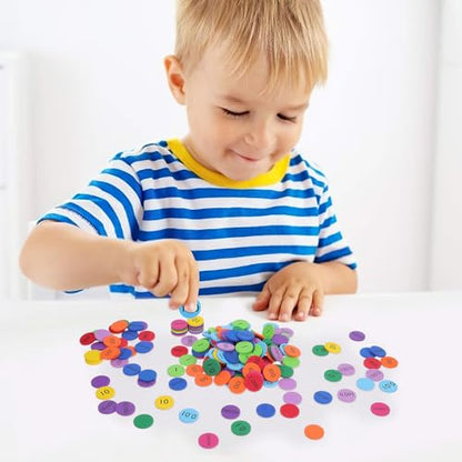 NUOBESTY 300pcs Place Value Disks 10 Values Decimals to Whole Numbers Counting Chips for Kids Base 10 Place Value Manipulatives Math Counters Discs Set for Elementary School Math Supplies