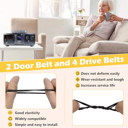 Upgrade 2 Door Belt CD Player Belts and 4 Drive Belts Compatible with Sony