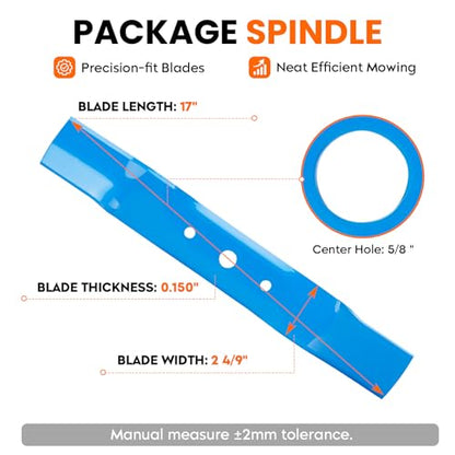 ILONPA 48 inch Deck Rebuild Kit Spindle GY20785 Assembly for John Deere L130, for John Deere L120, Includes Spindle GY20050, Blades GX20250, 1/2"x139" Belt GY20571, Idler GY20067 & GY22082 - size: 48 inch Spindle Kit Blue Blade