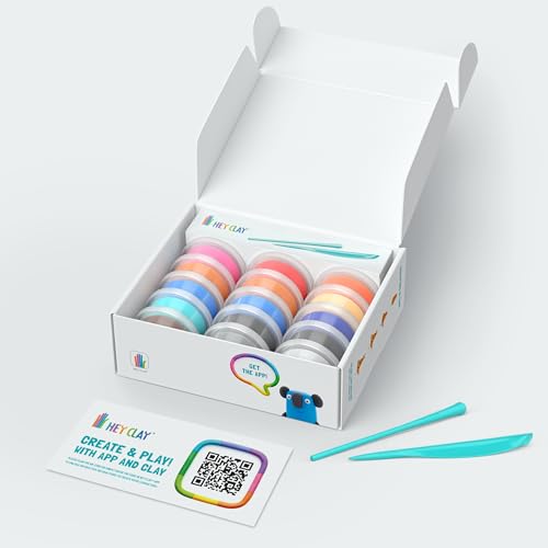HEY CLAY Fat Brain Toys Australian Animals 15 Cans Set - Colourful Modelling Kids Air-Dry Clay Set 15 Cans with Sculpting Tools and Fun Interactive Instructions - Gift for Children Age 3+ - color: Australian Animals