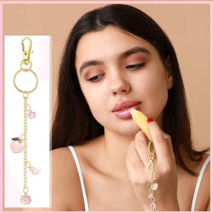 VioraWhite 213 Pcs Keychain Making Kit Bag Charm Kit Lip Gloss Key Chain 100 Pink Enamel Charms 32.81 ft Gold Chains for Galentines DIY Crafts Women(Elegant) - style: Elegant