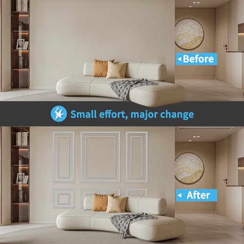 Art3d Premade Bilinear Frame Wainscoting Molding Set, 6 Separate Frame - color: Separate Bilinear Frame White
