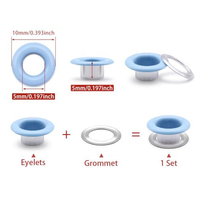 SEMINI 400 Sets 5mm Multi-Color Grommet Kit for Fabric Leather Crafts - color: Colorful,5mm,400Set