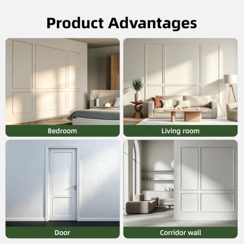 Peel and Stick Wall Molding Kit, Wainscoting Panels 24 PCS - color: White-Modern C