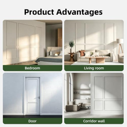 Peel and Stick Wall Molding Kit, Wainscoting Panels 24 PCS - color: White-Modern C