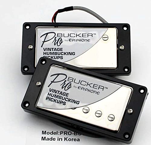 1 Set ProBucker Alnico Bridge&Neck Pickups with Pro Wiring Harness Pots&3 Way Switches Universal for Electric Guitar (Chrome (Black Ring)) - color: Chrome (Black ring)