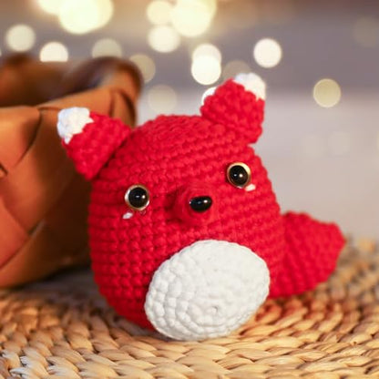 CrochetBox Red Fox Crochet Kit for Beginners, Easy Craft for Adults - color: Red Fox