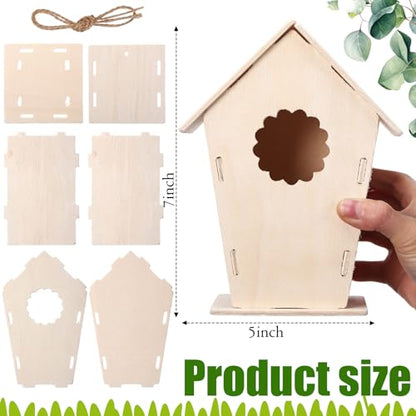 Outus 12 Pcs 5 × 7 Inch DIY Wooden Birdhouse Kit for Kids, Vintage - style: Vintage