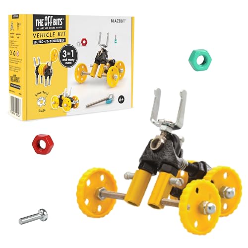 The Off Bits Building Toy - Yellow Vehicle Kit BlazeBit - Building & Construction Toy Tool Set for Kids Including Guide Book - Build-it-Yourself, Gift Ideas for Kids Boys & Girls - style: Modern