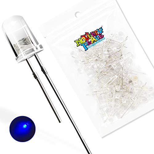 Novelty Place 100pcs 5mm Clear LED Diode Lights - Super Bright Transparent DC 3V 20mA Light Emitting Diode LED Bulbs - DIY Science Project Electronic Components Lighting Kit (Blue Light) - color: Blue