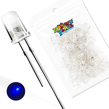 Novelty Place 100pcs 5mm Clear LED Diode Lights - Super Bright Transparent DC 3V 20mA Light Emitting Diode LED Bulbs - DIY Science Project Electronic Components Lighting Kit (Blue Light) - color: Blue