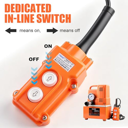HZLZRZ Single Acting Electric Hydraulic Pump 10,000 PSI, Hydraulic Power Unit with 3/8" NPT CR-400 Fast Connector, Remote Control, Pressure Gauge, Compatible with Hydraulic Cylinders and Jack Systems - style: HZE-700C