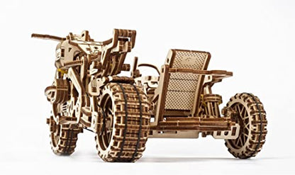 UGEARS Motorcycle with Sidecar Scrambler UGR-10 – Mechanical 3D Wooden Puzzles for Adults – DIY Model Kits for Adults with Moving Engine – Collectible Moto 3D Puzzle Model Kit - 380 Pcs