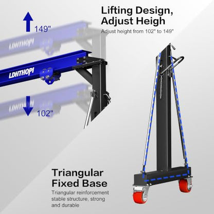 LDHTHOPI 3 Ton Gantry Crane, 6600LBS with Manual Trolley, Hook & Shackles - color: Blue
