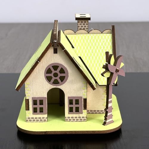 Log Cabin Mini House 3D Wooden Puzzle Model (Green Little House) - color: Green Little House