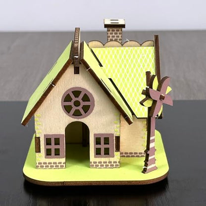 Log Cabin Mini House 3D Wooden Puzzle Model (Green Little House) - color: Green Little House