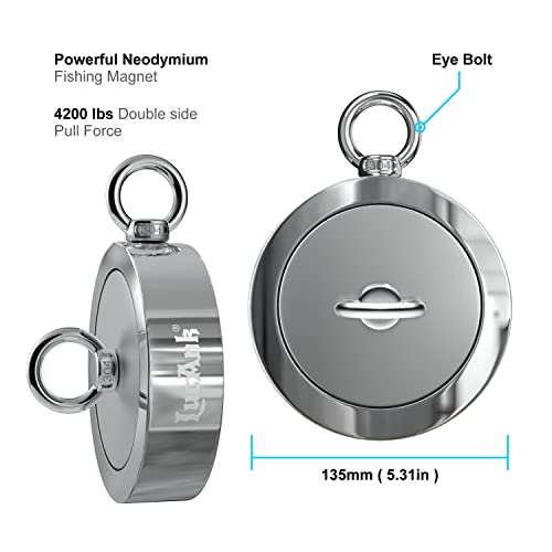 Ultimate Magnet Fishing Adventure Kit - Complete Set with Double-Sided Neodymium Magnet, 66ft Rope, Protective Gloves, Safety Gear & Carrying Case. Choose 1700, 2600, or 4200 lbs Strength - style: 4200Lbs Fishing Magnet Kit